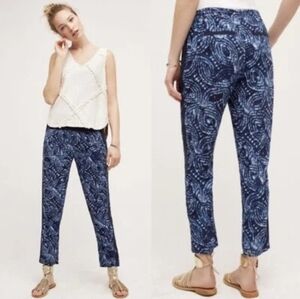 ANTHROPOLOGIE HEI HEI Blue Batik Print Maree Pants Size M